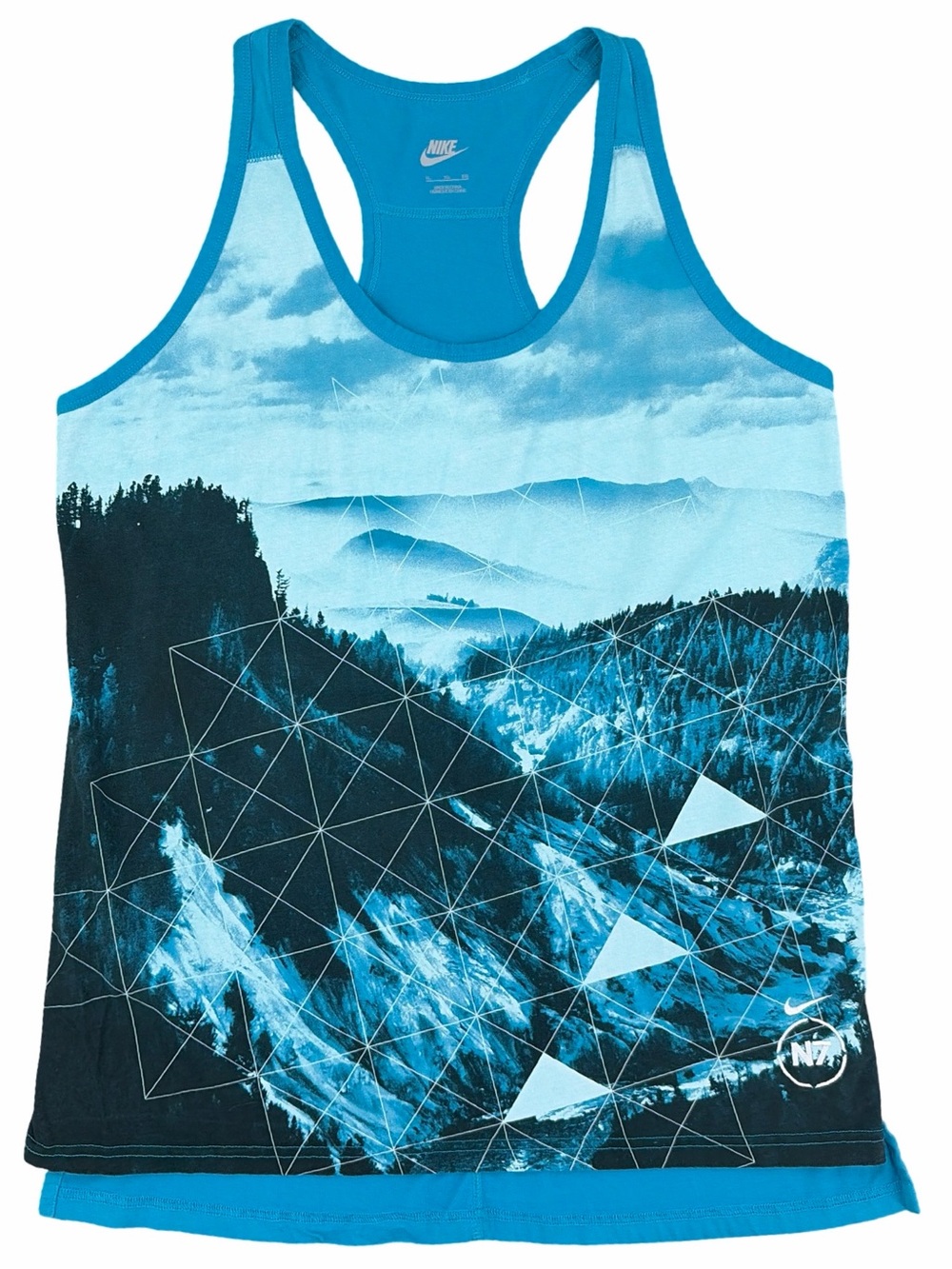 Nike N7 Women's Graphic Trail/Running Tank Top Size Turquoise Black Size Large